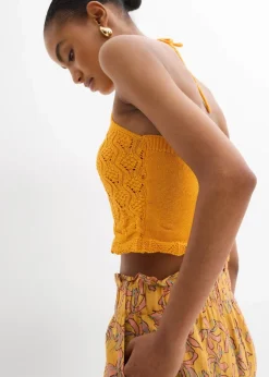 bonprix Strickmode|Shirts & Tops^Neckholder Stricktop gelborange