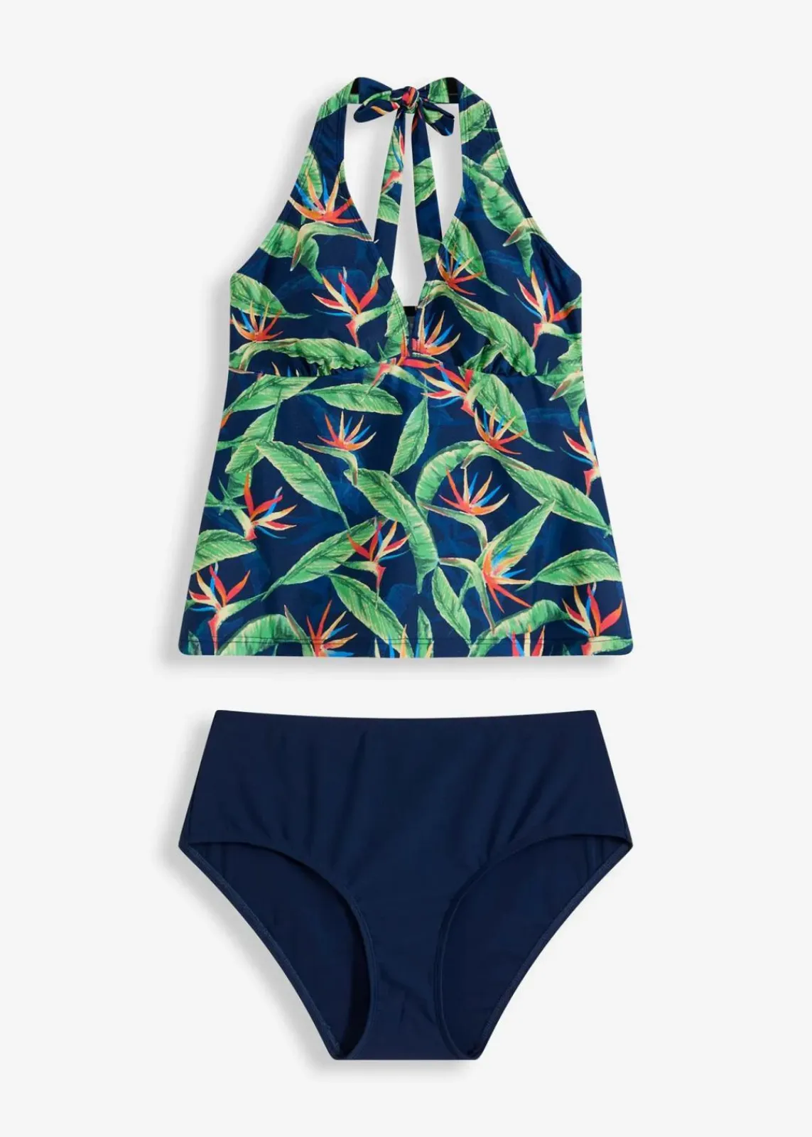 bonprix Nachhaltigere Materialien|Tankinis^Neckholder Tankini (2-tlg.Set) dunkelblau floral