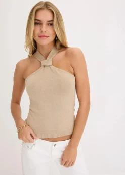 bonprix Strickmode|Shirts & Tops^Neckholder Top mit softer Viskose champagner metallic