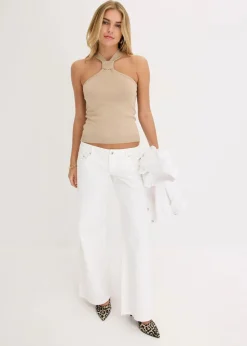 bonprix Strickmode|Shirts & Tops^Neckholder Top mit softer Viskose champagner metallic