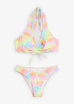 bonprix Nachhaltigere Materialien|Bikinis^Neckholder-Bikini mit Raffung (2-tlg.Set) bunt