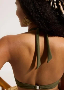bonprix Nachhaltigere Materialien|Bikinis^Neckholder-Bikinioberteil mit V-Ausschnitt dunkeloliv