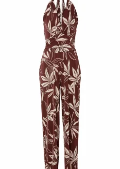 bonprix Bekleidung·Homewear|Jumpsuits^Neckholder-Jumpsuit braun/beige geblümt