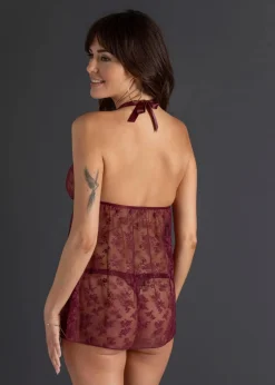 bonprix Wäsche·Erotikwäsche|Erotikwäsche^Neckholderkleid aus Spitze burgunderrot