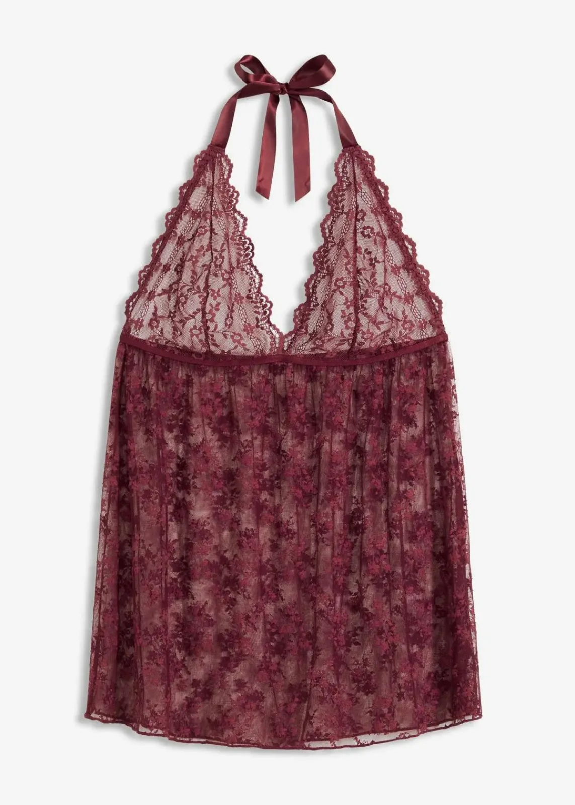 bonprix Wäsche·Erotikwäsche|Erotikwäsche^Neckholderkleid aus Spitze burgunderrot