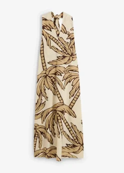bonprix Nachhaltigere Materialien|Kleider^Neckholder-Kleid in A-Linie natur/dunkelbraun/new beige floral