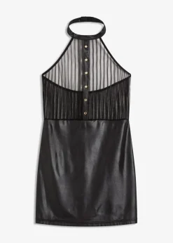 bonprix Wäsche·Erotikwäsche|Erotikwäsche^Neckholderkleid mit Wetlook schwarz