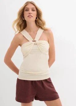 bonprix Shirts & Tops^Neckholder-Top mit gehämmerter Deko-Schnalle natur