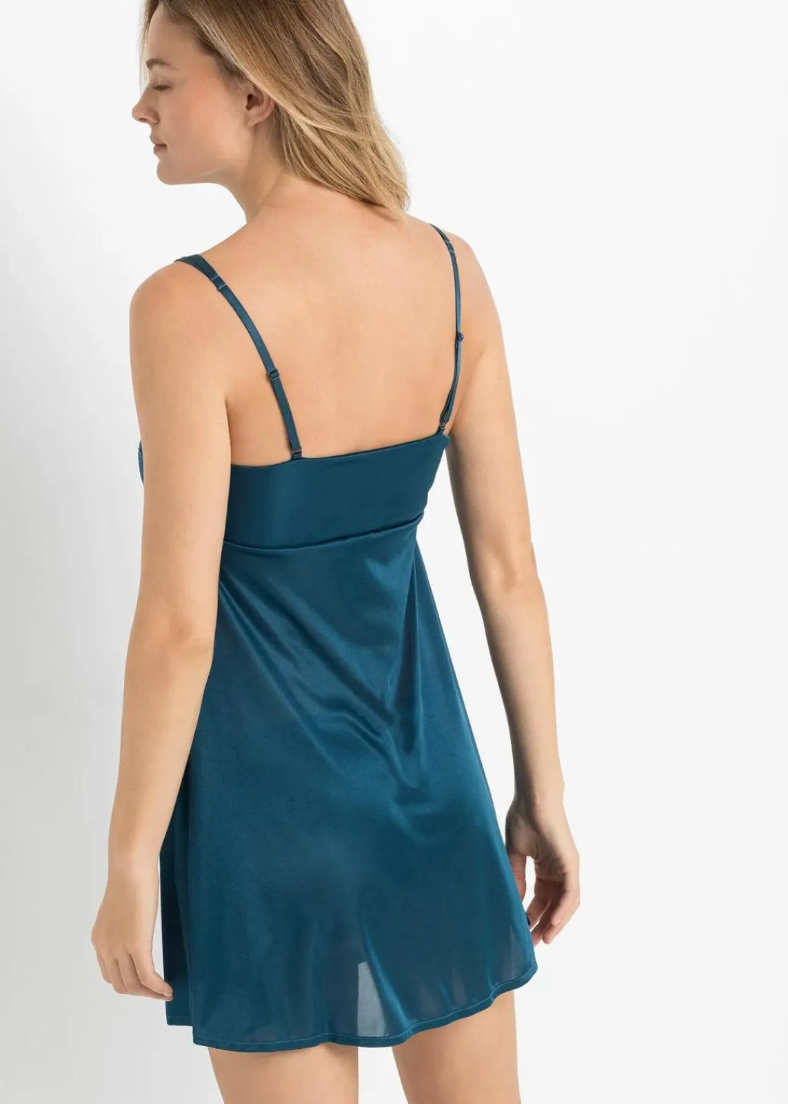 bonprix Nachtwäsche|Erotikwäsche^Negligé mit Glanzeffekt blaupetrol