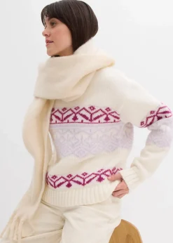 bonprix Bekleidung·Umstandsmode|Pullover & Strickjacken^Norweger-Pullover perlweiß bedruckt