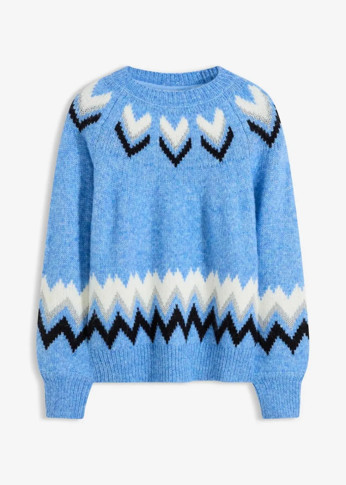 bonprix Strickmode|Pullover & Strickjacken^Norweger-Pullover mit Glitzerstreifen hellblau norwegermuster