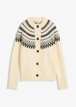 bonprix Bekleidung·Jeans|Nachhaltigere Materialien^Norweger-Strickjacke naturbeige norwegermuster