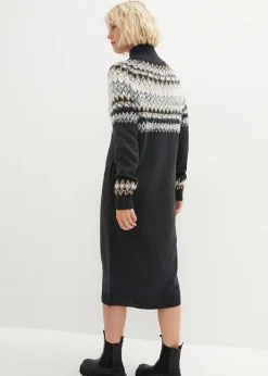 bonprix Bekleidung·Umstandsmode|Kleider^Norweger-Strickkleid anthrazit meliert/wollweiß norwegermuster