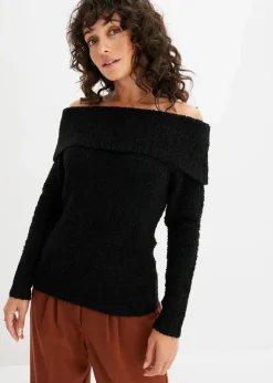 bonprix Pullover & Strickjacken|Bekleidung·Jeans^Off Shoulder Pullover schwarz