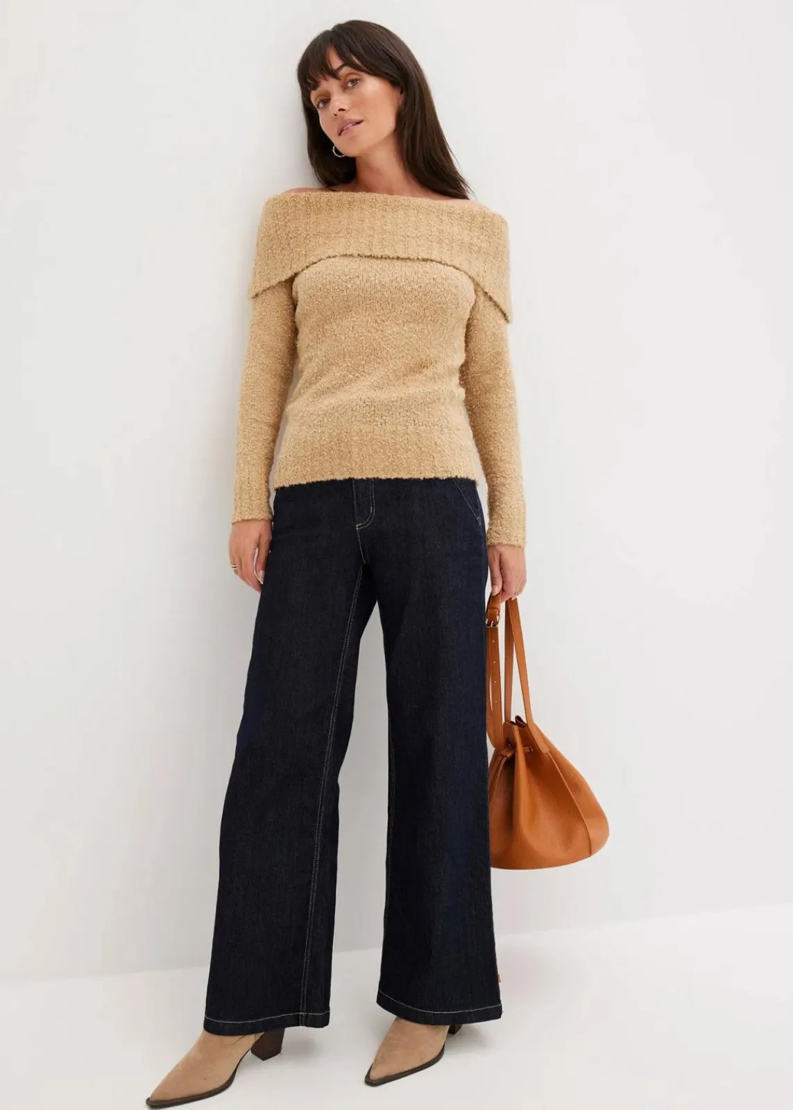 bonprix Bekleidung·Jeans|Pullover & Strickjacken^Off Shoulder Pullover latte macchiato