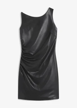 bonprix Kleider^Offshoulder Minikleid in Lederimitat schwarz