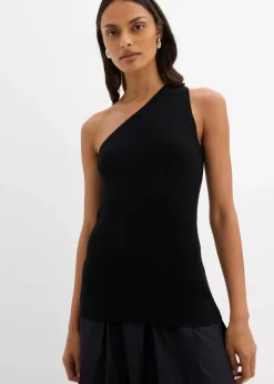 bonprix Bekleidung·Umstandsmode|Strickmode^Off-Shoulder Stricktop aus Viskose-Mix schwarz
