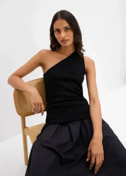 bonprix Bekleidung·Umstandsmode|Strickmode^Off-Shoulder Stricktop aus Viskose-Mix schwarz