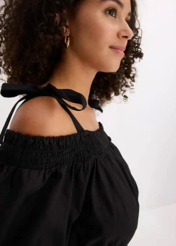 bonprix Bekleidung·Pullover & Strickjacken|Kleider^Off-Shoulder-Kleid aus reiner Bio-Baumwolle schwarz