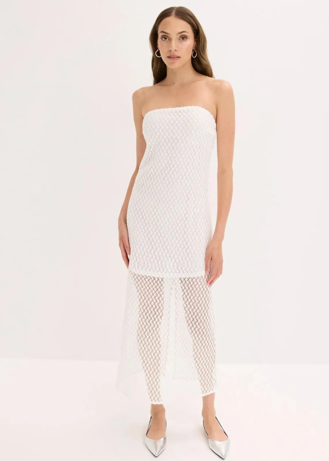 bonprix Kleider^Off-Shoulder-Kleid mit Spitze weiß