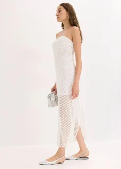 bonprix Kleider^Off-Shoulder-Kleid mit Spitze weiß