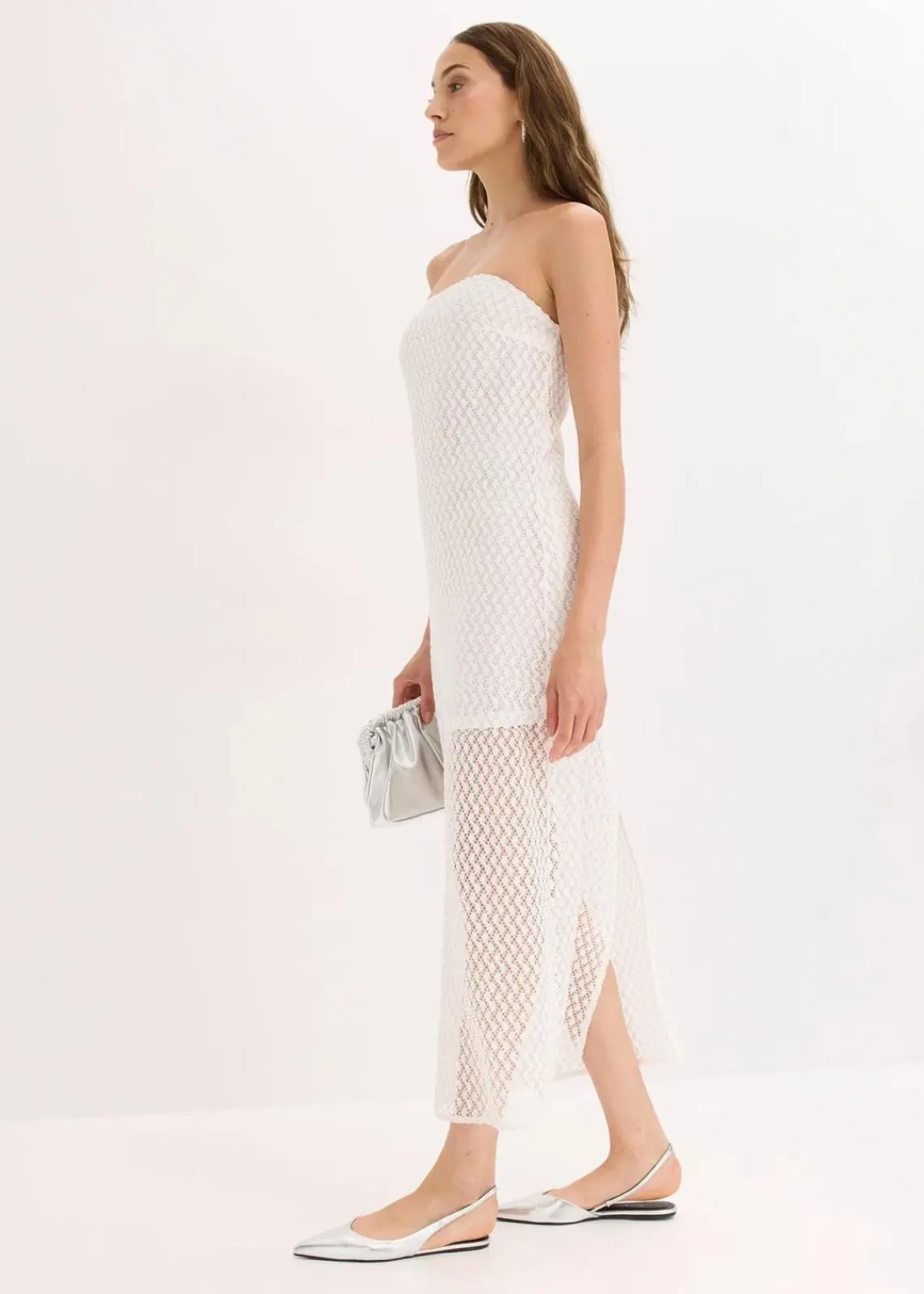 bonprix Kleider^Off-Shoulder-Kleid mit Spitze weiß