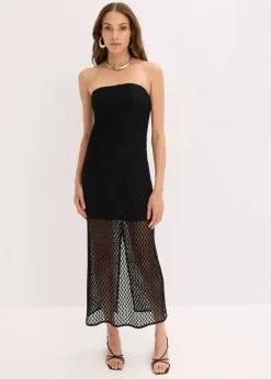 bonprix Kleider^Off-Shoulder-Kleid mit Spitze schwarz