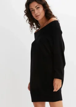 bonprix Bekleidung·Jeans|Nachhaltigere Materialien^Off-Shoulder-Pullover aus Viskose-Mix schwarz