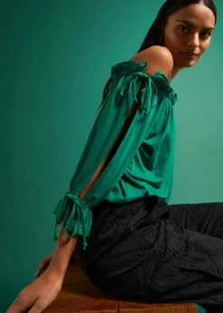 bonprix Shirts & Tops^Off-Shoulder-Shirt minzegrün