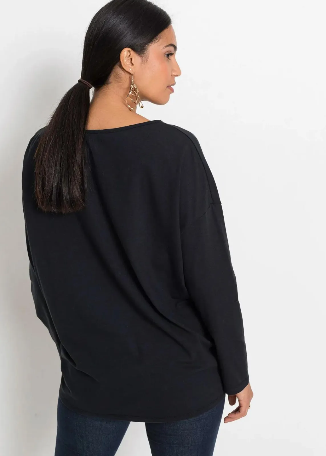 bonprix Shirts & Tops^Off-Shoulder-Shirt mit Weihnachtsmotiv schwarz