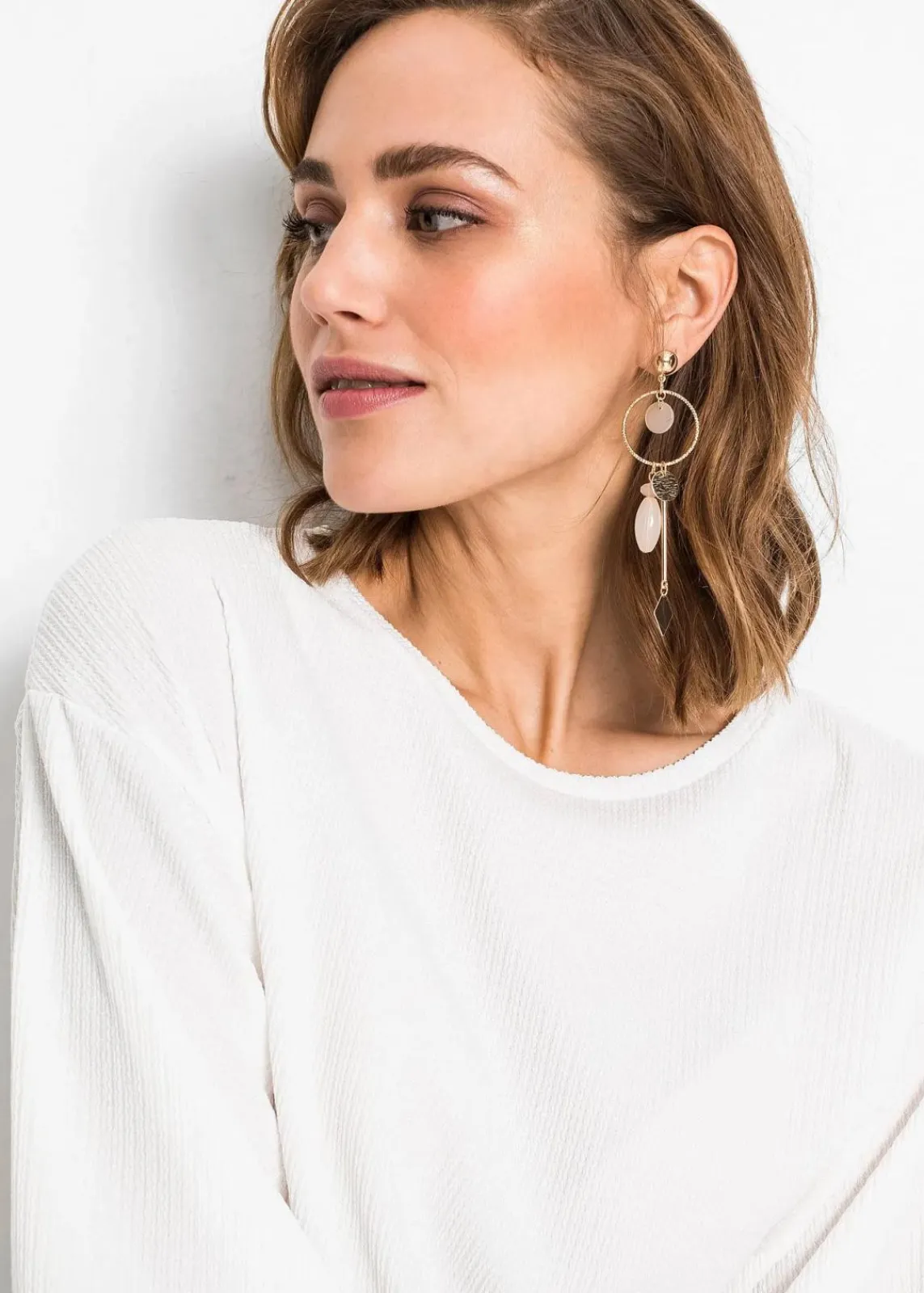 bonprix Schmuck|Schuhe & Accessoires In Spezialgrößen·Schmuck^Ohrstecker hellgoldfarben/creme