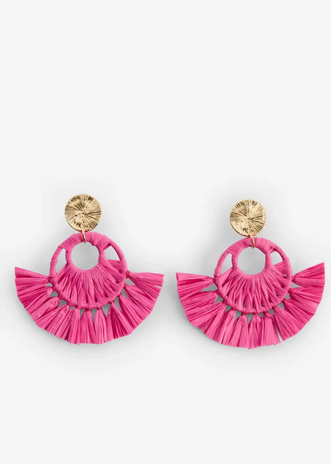 bonprix Schuhe & Accessoires In Spezialgrößen·Schmuck|Schmuck^Ohrstecker in Strohoptik fuchsia/goldfarben