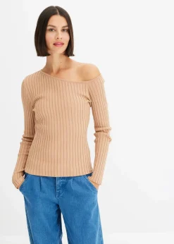 bonprix Bekleidung·Umstandsmode|Strickmode^One Shoulder Rib-shirt cappuccino