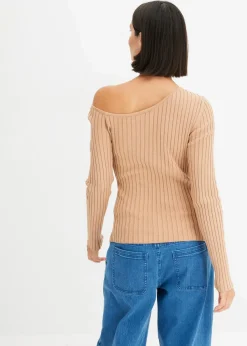 bonprix Bekleidung·Umstandsmode|Strickmode^One Shoulder Rib-shirt cappuccino