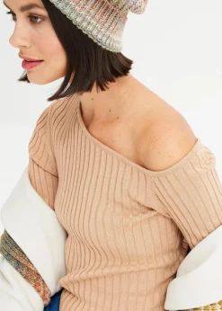 bonprix Bekleidung·Umstandsmode|Strickmode^One Shoulder Rib-shirt cappuccino