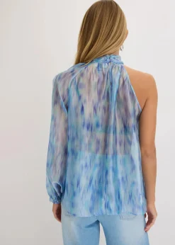 bonprix Blusen & Tuniken^One-Shoulder Chiffonbluse mit leichter Transparenz blau bedruckt