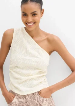 bonprix Shirts & Tops^One-Shoulder-Top in Struktur Optik cremeweiß