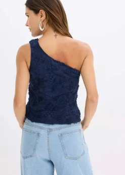 bonprix Shirts & Tops^One-Shoulder-Top mit Stickerei blau