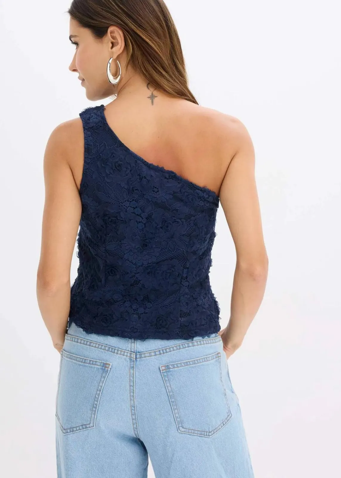 bonprix Shirts & Tops^One-Shoulder-Top mit Stickerei blau