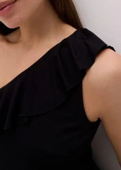 bonprix Shirts & Tops^One-Shoulder-Top mit Volant aus softem Viskose-Mix schwarz