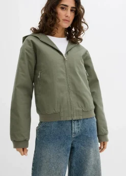 bonprix Jacken & Mäntel^Outdoorjacke aus reiner Baumwolle schlammgrün