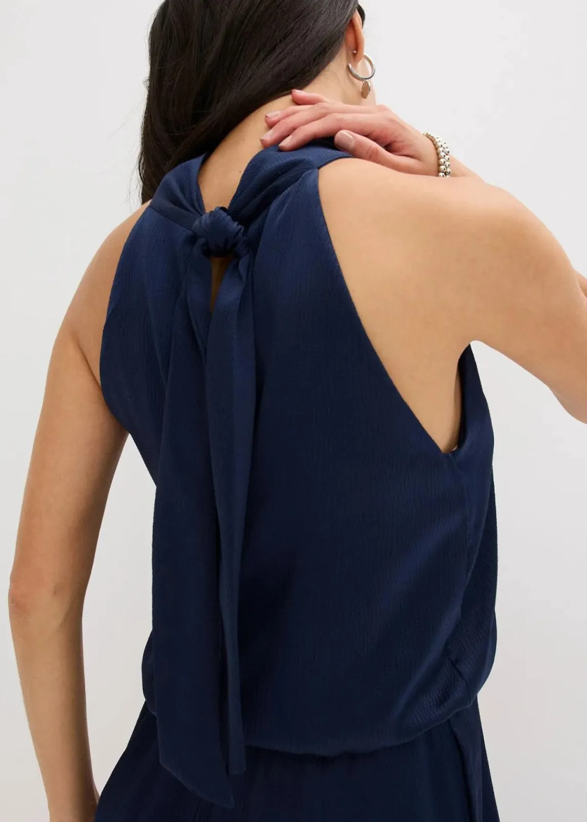 bonprix Bekleidung·Homewear|Festliche Mode^Overall aus strukturiertem Satin dunkelblau