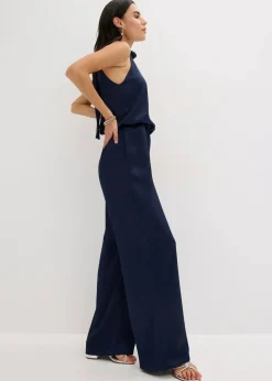bonprix Bekleidung·Homewear|Festliche Mode^Overall aus strukturiertem Satin dunkelblau