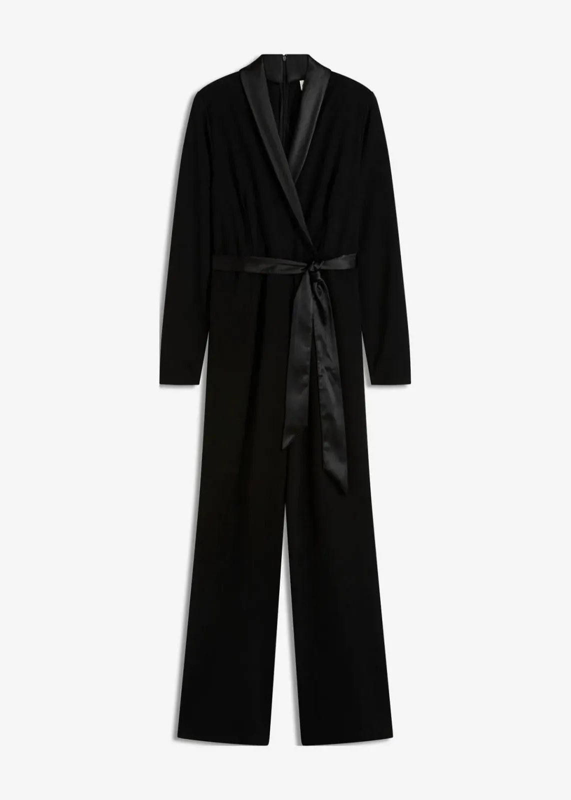 bonprix Bekleidung·Homewear|Festliche Mode^Overall aus strukturiertem Crepe mit Satin-Einsatz schwarz