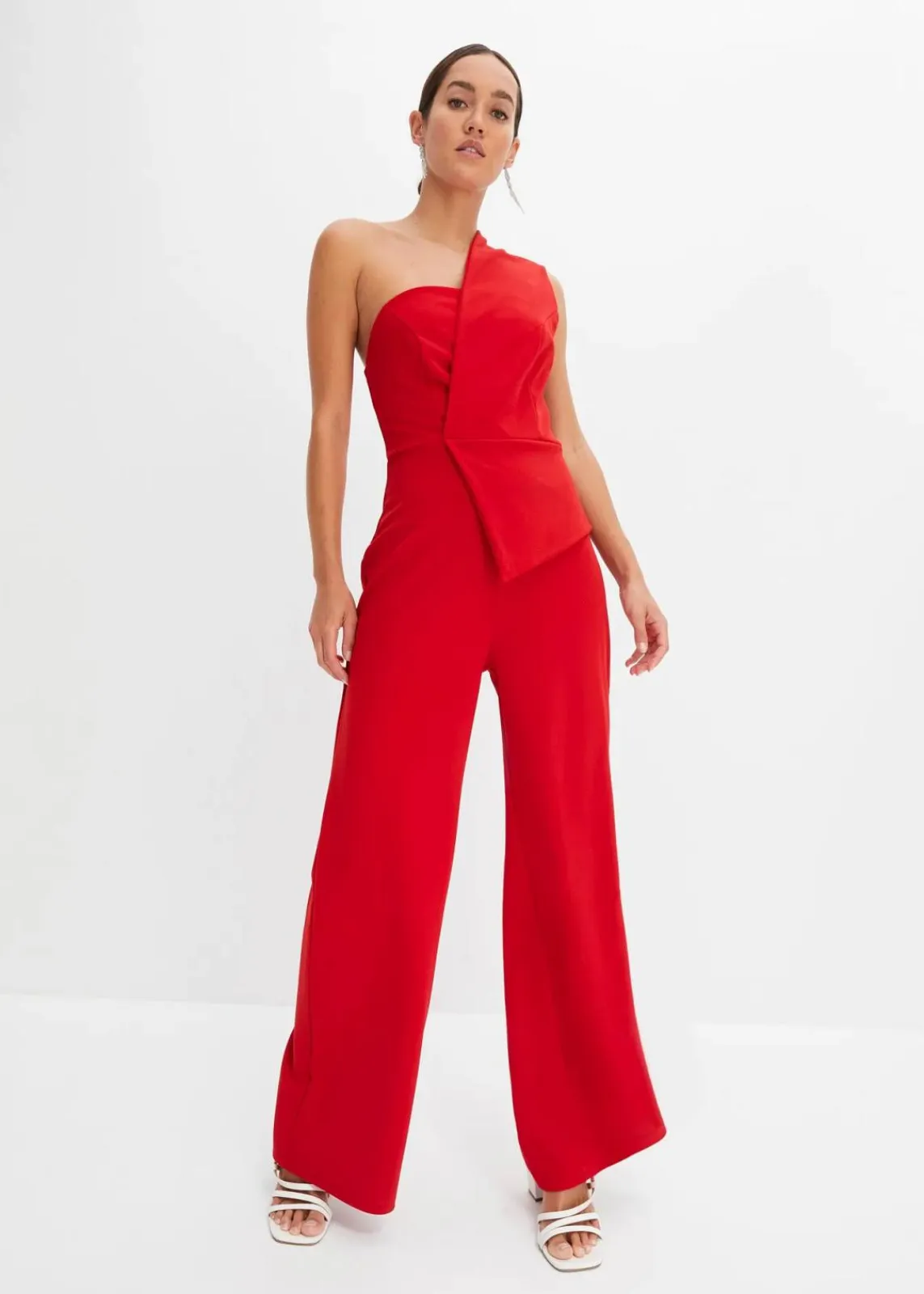 bonprix Bekleidung·Homewear|Festliche Mode^Overall aus strukturiertem Crepe rot