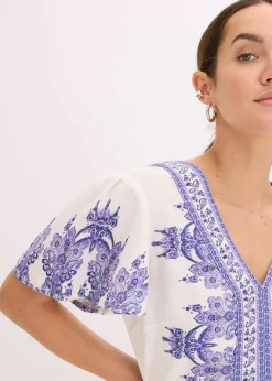 bonprix Jumpsuits^Overall mit Leinenanteil wollweiß/blau