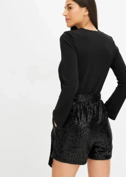 bonprix Jumpsuits|Kurzgrößen^Overall mit Pailletten schwarz