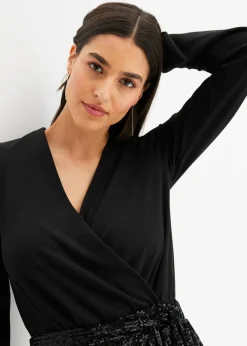 bonprix Kurzgrößen|Jumpsuits^Overall mit Pailletten schwarz