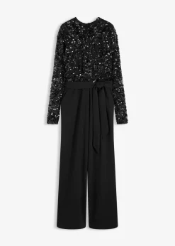 bonprix Bekleidung·Homewear|Festliche Mode^Overall mit Paillettenstickerei schwarz