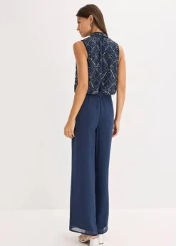 bonprix Bekleidung·Homewear|Festliche Mode^Overall mit Perlenstickerei dunkelblau